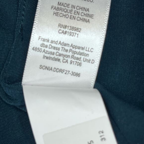 Dress The Population Sonia Long Sleeve Pine Green Fitted Midi Dress Size Large - Picture 10 of 10